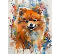 Paint by Numbers for Adults,DIY Oil Painting Gift Kits,16 * 20 inch,Hand Painted Digital Painting Art Home Decoration,Colorful Watercolor Dog Pomeranian,Frameless