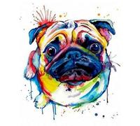Paint by Numbers for Adults,DIY Oil Painting Kit,16x20 inch，Hand Drawn Gifts,Colorful Watercolor Dog Pug,Frameless