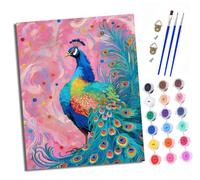Paint by Numbers for Adults DIY Painting by Numbers Kits Peacock spreads its feathers in a dreamy way with Acrylic Paints Pre Printed Canvas and Brushes Gift Wall Decor 16x20 inch Without Frame