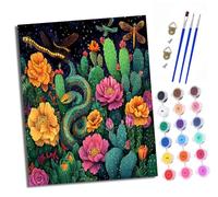 Paint by Numbers for Adults DIY Painting by Numbers Kits The shadow of a flower snake among the flowers with Acrylic Paints Pre Printed Canvas and Brushes Gift Wall Decor 16x20 inch Without Frame