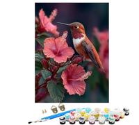 Paint by Numbers for Adults, DIY Painting Hummingbird Flower with Frame Paint by Numbers for Beginners, Oil Paintings Crafts Adults Hobbies for Women Gifts, Home Wall Decor 12 x 16 in SYLDK44