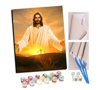 Paint by Numbers for Adults DIY Painting Kit with 40X50cm Pre-Printed Textured Art Canvas Acrylic Paints & 4 Brushes Ideal for Beginners with FrameMorning Light Jesus