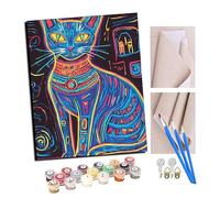 Paint by Numbers for Adults DIY Painting Kit with 40X50cm Pre-Printed Textured Art Canvas Acrylic Paints & 4 Brushes Ideal for Beginners with FrameNeon Cat God