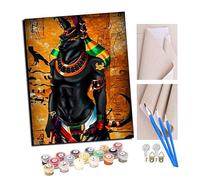 Paint by Numbers for Adults DIY Painting Kit with 40X50cm Pre-Printed Textured Art Canvas Acrylic Paints & 4 Brushes Ideal for Beginners with FrameCartoon Egyptian God Anubis (32)