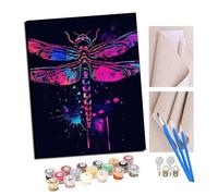 Paint by Numbers for Adults DIY Painting Kit with 40X50cm Pre-Printed Textured Art Canvas Acrylic Paints & 4 Brushes Ideal for Beginners with FrameNeon Dragonfly 1