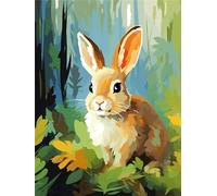 Paint by Numbers for Adults, DIY Rabbit Canvas Oil Painting Kit for Kids or Beginner, Animal Paint-by-Number Kits on Canvas, Acrylic Pigment Drawing Paintwork for Gifts and Home Wall Decor 12x16in