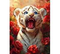 Paint by Numbers for Adults, DIY Tiger King Paint by Numbers for Adults, DIY Cute Oil Painting Art Kits on Canvas for Women's Hobbies, for Gifts and Home Wall Decor (without Frame), 32x48 Inch, A-17