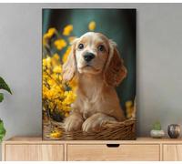 Paint by Numbers for Adults Dog, Flower Paint by Numbers for Children Beginner, DIY Oil Paintings Kit for Hobbies for Women Gifts, with Brushes and Pigment, Home Decor, 30x40cm with Frame Ly2-3883