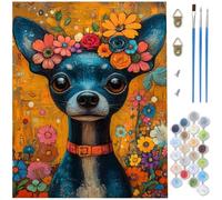 Paint by Numbers for Adults Dog, Flowers Painting by Number Kits, DIY Canvas Oil Painting Kit Hobbies for Adults Women with 3 Brushes and Acrylic for Halloween Decorations 8x12 Inch /20x30cm D1-376