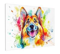 Paint by Numbers for Adults Dog Painting by Numbers for Adults with Frame, DIY Animals Color Oil Painting Acrylic Paints Kits Drawing Paintwork Kits Christmas Decorations Gifts for Women 70x50cm Y-14