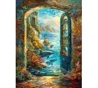 Paint by Numbers for Adults Dolphin, Ocean Adult Paint by Numbers Canvas Kits, Painting Kits with Brushes and Acrylic, DIY Color Oil Painting for Beginners, Room Decor, Gifts for Women, 24x36in M-5557