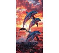 Paint by Numbers for Adults, Dolphin Ocean Painting by Number Kits On Canvas, Adults Beginners DIY Acrylic Oil Craft Art Painting Kits with Brushes Gifts for Home Wall Decor (36x72inch/90x180cm) w-302