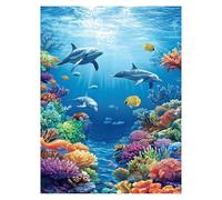 Paint by Numbers for Adults, Dolphin Painting by Numbers for Children Crafts Sea 24 x 32 In, DIY Hobbies for Adults Women,Painting on Canvas Using Acrylic Paint and Brushes,Wall Art Room Decor LSJ1601