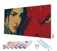 Paint by Numbers for Adults, Dragon Paint by Numbers Cartoon Painting Kits for Adults Pattern Design DIY Art Crafts for Home Room Decor, Wall Art, Bedroom Decor, Gifts 16 x 32 inch -hcw2507B4120