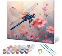 Paint by Numbers for Adults Dragonfly Painting by Numbers Kits, Adult Beginners Oil Painting Kits with Paint Brushes, DIY Flower Canvas Art Craft Home Decor, Gifts for Women 12x8 inch/30x20 cm G-6