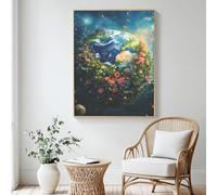 Paint by Numbers for Adults Dream, Earth Painting by Numbers for Beginner, Acrylic DIY Colour in Canvas with 6 Brushes, Oil Painting Crafts for Wall Decor - (60x90cm/24x36 Inch, Without Frame) MK94