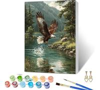 Paint by Numbers for Adults Eagle, Tree Paint by Numbers Kits with Frame, DIY Arts and Crafts for Beginners Oil Paintings with Brushes and Acrylic, for Room Decor, Gifts for Women, 12x16in B-1991
