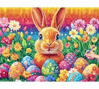 Paint by Numbers for Adults Easter Paint by Numbers Rabbit Kits on Canvas Hobbies for Adults Women, DIY Acrylic Oil Painting Kits Without Frame, Gifts for Women Christmas Decorations 50x40cm Y-36