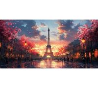 Paint by Numbers for Adults Eiffel Tower Paint by Numbers Landscape DIY Canvas Oil Painting Kit for Kids or Beginner with Paint Brushes Acrylic Pigment for Home Room Decor 40x80in/100x200cm F1-393