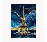 Paint by Numbers for Adults, EiffelTower Painting by Numbers for Adults, Craft Kits for Kids with Paris Color Canvas for Painting 24x32In Acrylic Paint and Brush for Living Room Decor Gifts FYH-6153