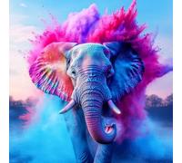 Paint by Numbers for Adults Elephant Paint by Numbers Animal Canvas Art Paintings for Beginners, DIY Color Oil Painting kits with Acrylic Pigment and 3 Brushes, Wall Art Decor for Bdroom Home, 80X80CM