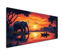 Paint by Numbers for Adults Elephant Paint by Numbers with Frame, Hobbies for Adults Women DIY Canvas Oil Painting Kits with Brushes Acrylic Pigment, Room Decor, Gift for Women, 30x60cm Sunset k-1286