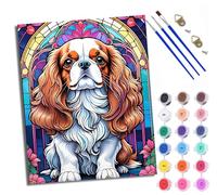 Paint by Numbers for Adults English King Charles Spaniel Painting by Numbers for Adults DIY Canvas Kits Crafts Kits for Relax and De-Stress Gift Home Decoration with Frame