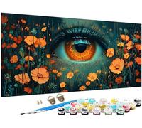 Paint by Numbers for Adults Eye Paint by Numbers Flower DIY Color Canvas Oil Paintings Creative Hobbies for Adults Kits with Brushes Acrylic Paint Home Decor,Gifts for Women, 40x80cm No Frame J3-995