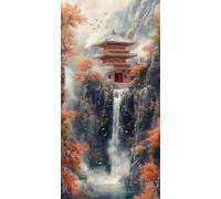 Paint by Numbers for Adults Fall Paint by Numbers Landscape DIY Canvas Oil Painting Kit for Kids or Beginner with Paint Brushes Acrylic Pigment, Home Room Decor 24x48in/60x120cm Without Frame F1-657