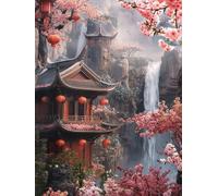 Paint by Numbers for Adults Fall Painting by Numbers for Children Kits On Canvas Architecture DIY Color Oil Painting Art Crafts Acrylic Pigment Drawing, Home Wall Decor, Without Frame 70x90cm S0-707