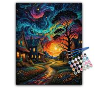 Paint by Numbers for Adults - Fantasy Landscapes Adult Paint by Numbers Kits on Canvas without Frame, DIY Starry Night Acrylic Oil Painting by Number for Adults, Perfect for Gift Decor (16x20 inch)