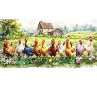 Paint by Numbers for Adults - Farm Chicken Paint by Numbers Kits for Beginner, Without Frame DIY Acrylic Oil Adult Painting by Number Canvas Kits, Perfect for Home Wall Decor Gifts 64x32in z-652