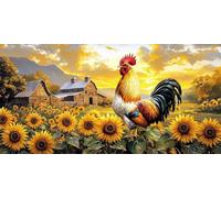 Paint by Numbers for Adults - Farm Rooster Paint by Numbers Kits for Beginner, Without Frame DIY Acrylic Oil Adult Painting by Number Canvas Kits, Perfect for Home Wall Decor Gifts 48x24in z-649