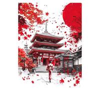 Paint by Numbers for Adults, Female Warrior Painting by Numbers Japanese Architecture 16x22In Hobbies for Adults Women, Painting on Canvas Using Acrylic Paint and Brushes, Wall Art Room Decor LSJ436