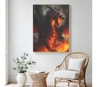 Paint by Numbers for Adults Fire Dragon, Animal Painting by Numbers for Beginner, Acrylic DIY Colour in Canvas Oil Painting Art Crafts Kits for Wall Decor - (80x120cm/32x48 Inch, Without Frame) MK117