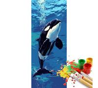 Paint by Numbers for Adults Fish Killer Whale Paint by Numbers Kits, Acrylic Painting by Numbers for Adults, DIY Paint by Number Art Crafts, for Room Wall Decoer, 24 X 12 Inch (Without Frame)-YH470