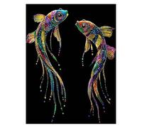 Paint by Numbers for Adults, Fish Painting by Numbers Abstract 12x16Inch, DIY Hobbies for Adults Women, Painting on Canvas Using Acrylic Paint and Brushes, Wall Art Set for Room Decor Gifts LSJ953