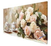Paint by Numbers for Adults Flower 120x50cm Large Retro Painting by Numbers for Adults Beginner DIY Color Oil Paintings on Canvas Kits with Acrylic Paints Brushes for Autumn Decorations Gifts M-89