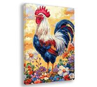 Paint by Numbers for Adults Flower, 28x36 Inch Chicken Paint by Numbers Kits for Adults Beginner, DIY Oil Painting Acrylic Paints, Canvas Art Kits for Kids, for Gifts and Wall Decor, with Frame, J-00