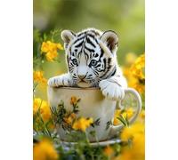 Paint by Numbers for Adults Flower Acrylic Adult Painting by Numbers Kits on Canvas, Tiger DIY Color Oil Painting Acrylic Paints, Hobbies for Adults Women Home Wall Decor 12x16inch/30x40 cm, X-9693
