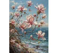 Paint by Numbers for Adults Flower, Beach Paint by Numbers Kits, DIY Color Oil Painting Adult Crafts, Painting Kits with Brushes and Acrylic, for Home Wall Decor, Gifts for Women, 20x28in 4-8875