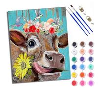 Paint by Numbers for Adults Flower Calf Painting by Numbers for Adults DIY Canvas Kits Crafts Kits for Relax and De-Stress Gift Home Decoration with Frame