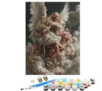 Paint by Numbers for Adults Flower, DIY Painting Angel With Frame Paint by Numbers for Children Beginners, Oil Paintings Crafts Adults Hobbies for Women Gifts, Home Wall Decor 16x22 in KSWDK24