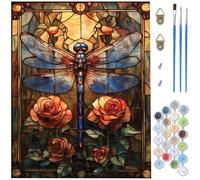 Paint by Numbers for Adults Flower, Dragonfly Painting by Number Kits, DIY Canvas Oil Painting Kit Hobbies for Adults Women with Brushes Acrylic for Halloween Decorations 16x20inch /40 x 50cm D1-520