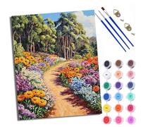 Paint by Numbers for Adults Flower Forest Path Painting by Numbers for Adults DIY Canvas Kits Crafts Kits for Relax and De-Stress Gift Home Decoration with Frame