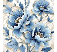 Paint by Numbers for Adults Flower Paint by Numbers Blue Canvas Art Paintings for Beginners, DIY Color Oil Painting kits with Acrylic Pigment and 3 Brushes, Wall Art Decor for Bdroom Home, 40X40CM