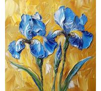 Paint by Numbers for Adults Flower Paint by Numbers Blue Pattern Design, Acrylic Paintngs On Clear Symbols Colored Canvas, Easy DIY Acrylic Pigment Drawing Paintwork for Home Wall Decor, 90X90CM