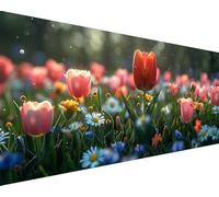 Paint by Numbers for Adults Flower Paint by Numbers Tulip Oil Painting Color Canvas Kits with 3 - Brushes and Acrylic Pigment Drawing Craft Art Kits, Gift for Women, Home Wall Decor 30x60cm q2-36