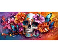 Paint by Numbers for Adults - Flower Skeleton Paint by Numbers Kits for Beginner, Without Frame DIY Acrylic Oil Adult Painting by Number Canvas Kits, Perfect for Home Wall Decor Gifts 80x40in z-374