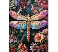 Paint by Numbers for Adults Flowers Canvas Oil Painting Kit for Kids, Dragonfly Paint by Numbers for Beginners DIY Craft Art Painting, Acrylic Pigment Drawing Paintwork for Wall Art 16x20 inch -Y118